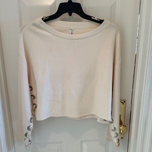 ALO Yoga Cream Long Sleeve Top with Button Accents